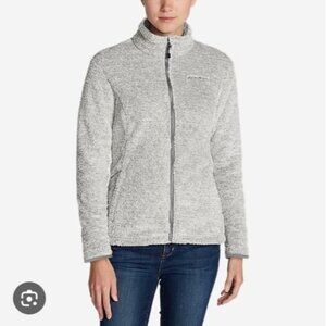 Eddie Bauer Women's Medium Grey Bellingham Fleece Jacket Pockets Zip Up